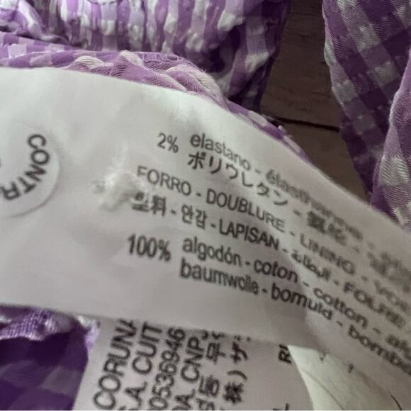 Zara Women's Blogger Style Lilac Gingham Pattern Rushed Side  Mini Dress Sz L - Picture 7 of 16